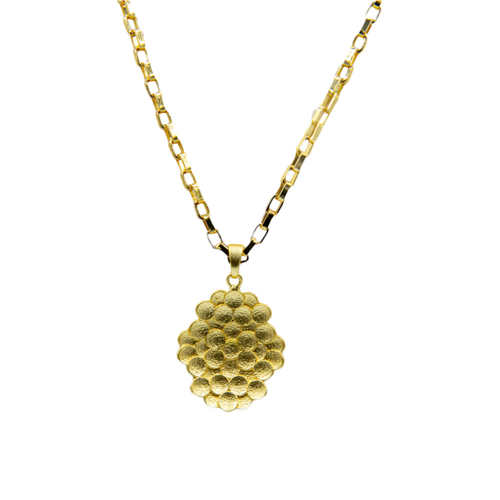 Bee Hive Hammered Brass Pendant