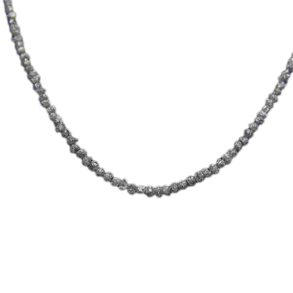 Big Grey Rough Diamond Bead Necklace with Silver Clasp