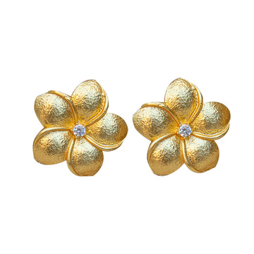 Flower Shaped with Stone Gold Plated Stud Earring
