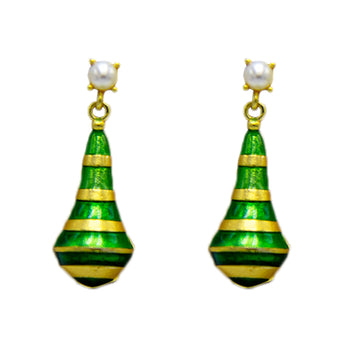 Pear Style Enameled  Flash Gold Plated Stud Earring