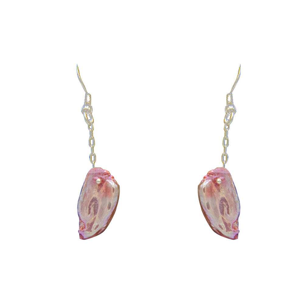 Pink Pearl Silver Plated Dangler Hook Earring