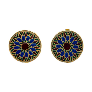 Plique A Jour Enameled Flash Gold Plated Earring