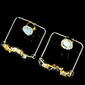 Agate Brass Square Stud Earring - DeKulture DKW-818-E