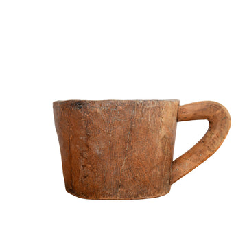 Artisan Antique Handcarved Wooden Mug