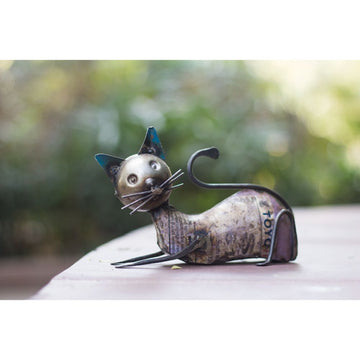 Recycled Sitting Cat Figurine