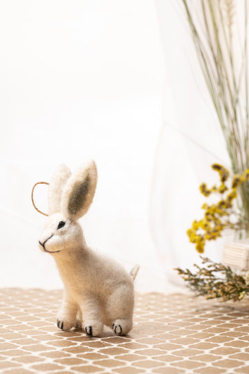 White Felt Bunny Hanging Ornament