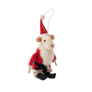 Felted Santa Mouse Ornament