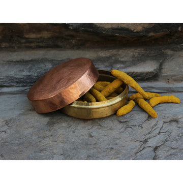 Brass Copper Container With Lid