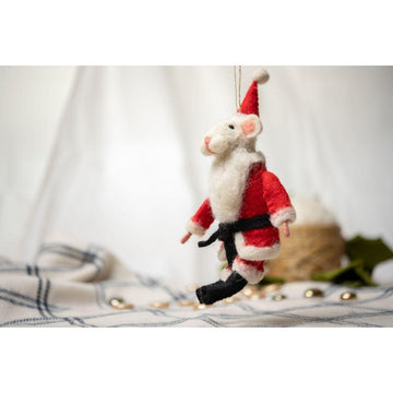 Felted Santa Mouse Ornament