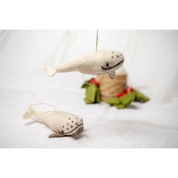 Felted Whale Ornament Set Of 2