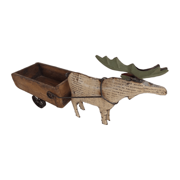 Moose With Brick Mould Cart Figurine